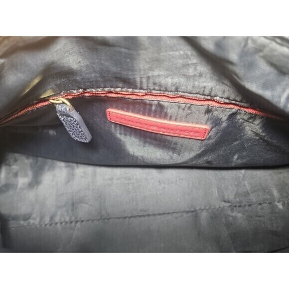 Tommy Hilfiger Navy Blue Monogram Fabric Faux Leather Trim Bag Nautical purse - Picture 7 of 7